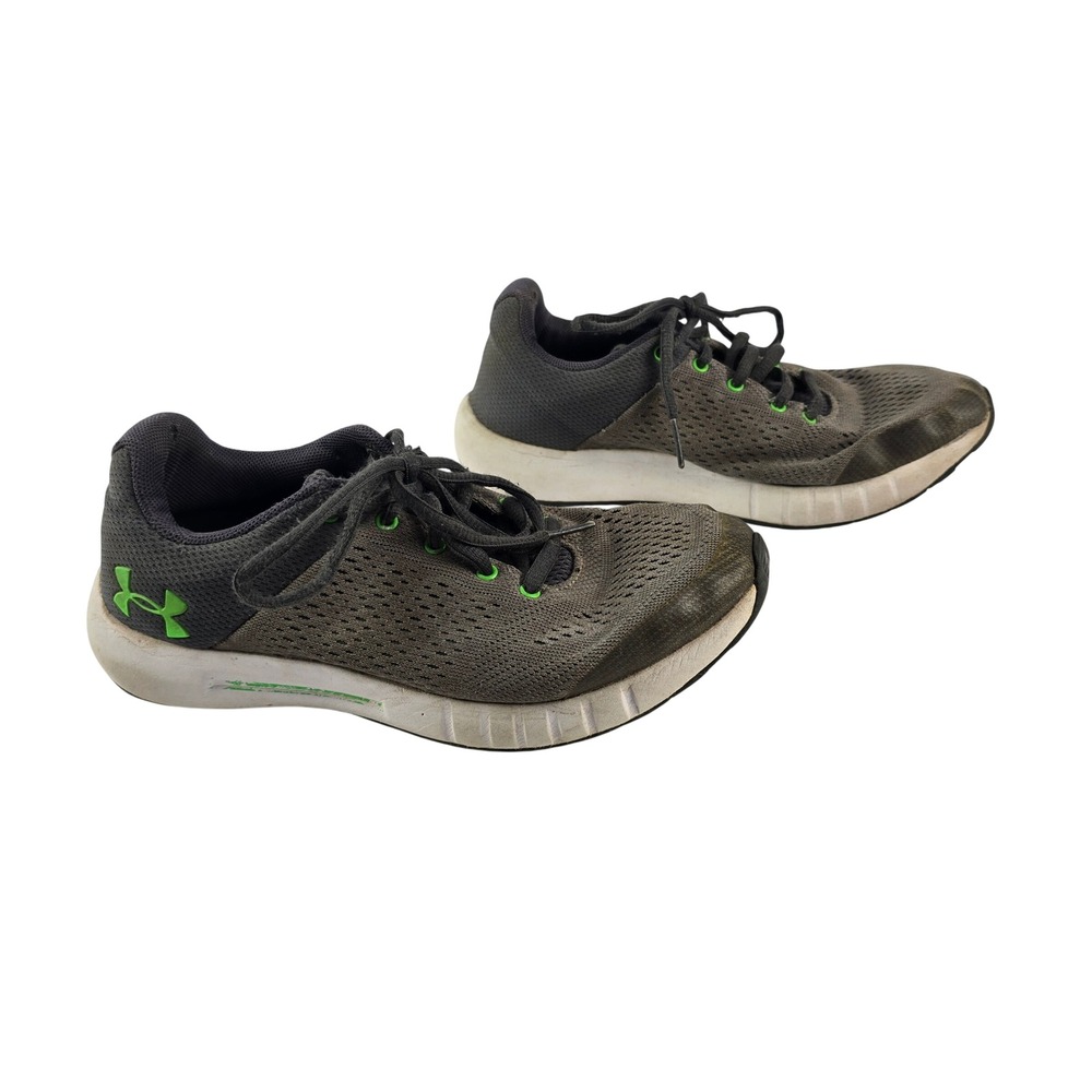 Under Armour Micro G Pursuit Running Shoes‎ Kids 4Y Gray Lime Green Lightweight